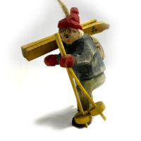 6 skieurs en bois sculpté pour décoration arbre de Noël – Image 3