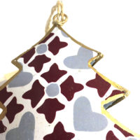 Arbre en métal pour décoration d'arbre de Noël avec motifs rouge, gris et or – Image 2
