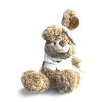 Peluche lapin Marius originale de Louise Mansen dans les couleurs beige, marron et blanc