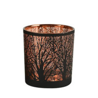 Photophore bougeoir brocéliande en verre motif foret couleur noir/cuivré – Image 4