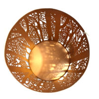 Photophore en metal motif forêt couleur blanc/cuivré pour bougie ou luminaires décoratifs – Image 2