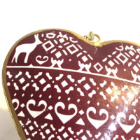 Coeur de décoration d'arbre de Noël en métal avec poya rouge, blanc et or – Image 2