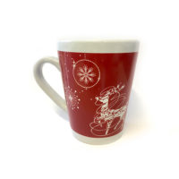 2 mugs atmosphères de Noël rouge et blanc en porcelaine – Image 2