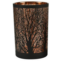Photophore bougeoir brocéliande en verre motif foret couleur noir/cuivré – Image 6