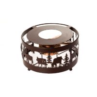 Réchaud pour caquelon à fondue de fromage avec motifs poya en métal effet rouillé – Image 3