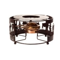 Réchaud pour caquelon à fondue de fromage avec motifs poya en métal effet rouillé – Image 2