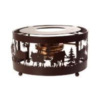 Réchaud pour caquelon à fondue de fromage avec motifs poya en métal effet rouillé
