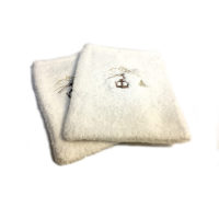 Set linge éponge de bain télécabine blanc avec gant de toilette, serviettes, tapis et linge de bain de douche  – Image 5