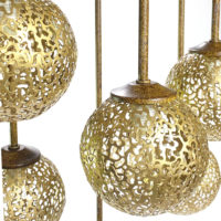 Lampe design à suspension plafonnier 9 boule couleur or et brun/rouille – Image 3