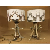 Set 2 lampes de chevet ou de salon "Cerf" avec corne de cerf – Image 3
