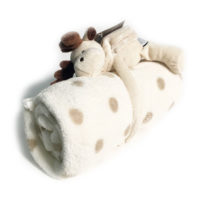 Plaid enfant 100x75 "Mon toudou" avec peluche élan beige et brun