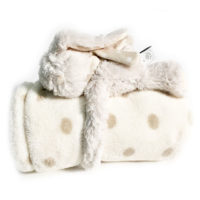 Plaid enfant 100x75 "Mon toudou" avec peluche lapin beige et brun