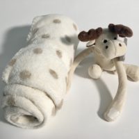 Plaid enfant 100x75 "Mon toudou" avec peluche élan beige et brun – Image 3