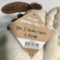 Plaid enfant 100x75 "Mon toudou" avec peluche élan beige et brun – Image 5