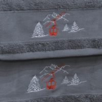 Set linge éponge de bain télécabine gris avec gant de toilette, serviettes, tapis et grand linge de bain de douche – Image 2