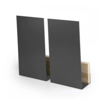 Porte-revues mural minimaliste et design en chêne et métal gris – Image 2