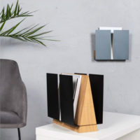 Porte magazine minimaliste et design en chêne et métal noir mat – Image 3