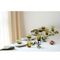 2 serviettes collection "Shore" élégantes 50% lin et 50% coton couleur vert olive – Image 2