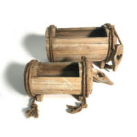 2 bacs à fleurs - demi-tonneau en bois style vintage rustique Shabby chic