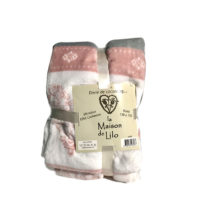 Plaid cocooning effet cachemire rose, blanc et gris 130 cm x 170 cm