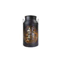 Lanterne bidon de lait "Le Chalet" en métal noir/or + petite bougie blanche – Image 6