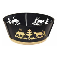 Panier à pain en métal avec motif des alpes et socle en hêtre naturel Ø 25 cm – Image 2