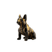 Sculpture de déco chien buldog assis or et noir