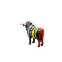 Taureau multicolore sur fond noir, élaborée à la main en polyrésine – Image 4
