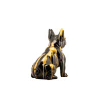 Sculpture de déco chien buldog assis or et noir – Image 4