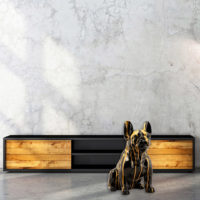 Sculpture de déco chien buldog assis or et noir – Image 2