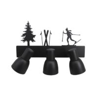Applique trois spots en fer avec skieur, ski et sapins