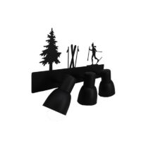Applique trois spots en fer avec skieur, ski et sapins – Image 2