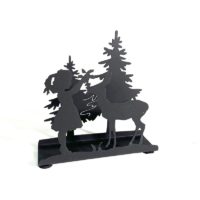 Porte-serviettes de cerf et petite fille - noir