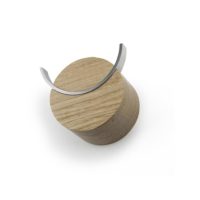 Crochet mural porte manteaux diam. 6 cm - cerf minimaliste et design - bois naturel et acier