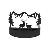 Applique murale cerfs et montagnes - noire